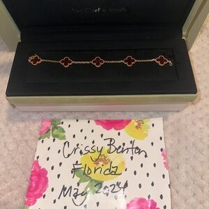 VCA Alhambra 5 motif Carnelian Bracelet in 18K Yellow Gold